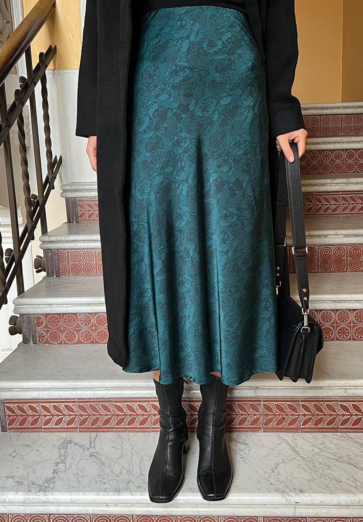 Peppercorn PCRaya Midi Skirt Skirt 2114P Ocean Depth Print