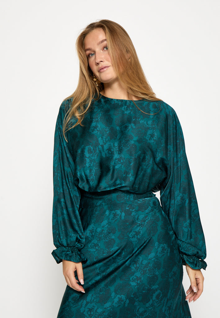 Peppercorn PCRaya Smock Blouse Blouse 2114P Ocean Depth Print