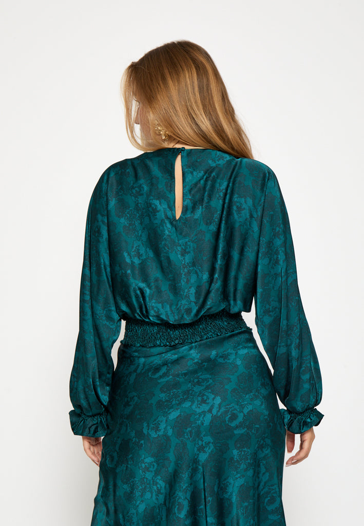 Peppercorn PCRaya Smock Blouse Blouse 2114P Ocean Depth Print