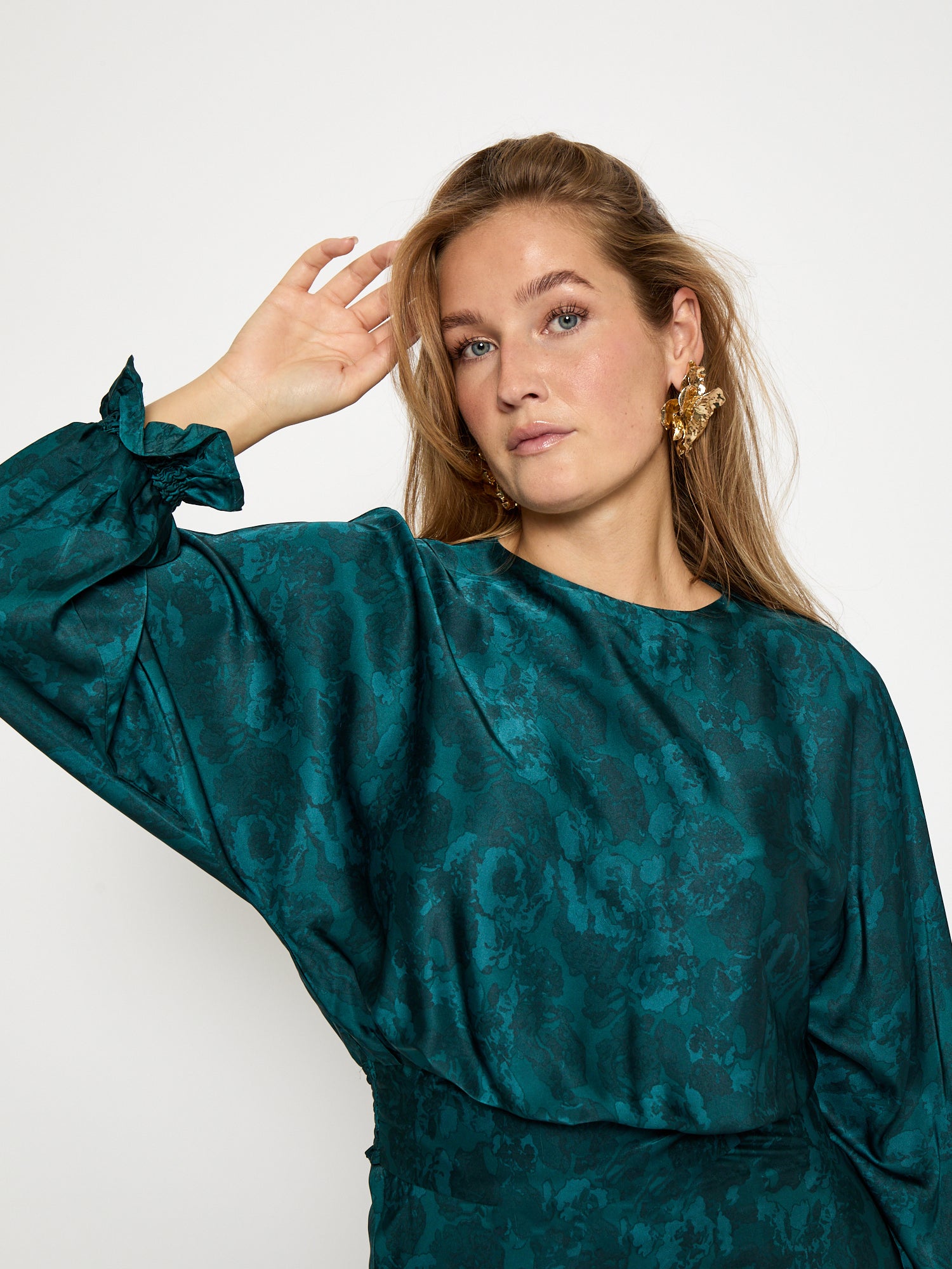 Peppercorn PCRaya Smock Blouse Blouse 2114P Ocean Depth Print