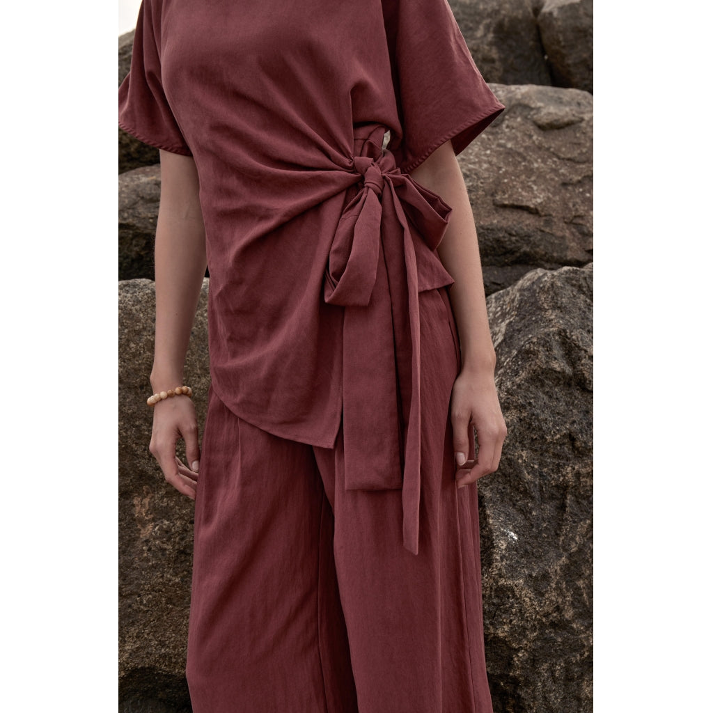 Peppercorn PCRebecca Wide Pant Pant 1008 Maroon Red