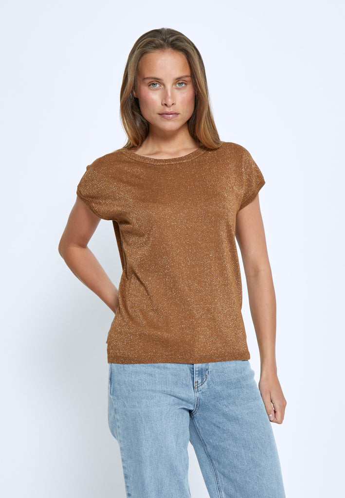 Peppercorn PCRemi Knit Top Top 5600MET Tobacco Metallic