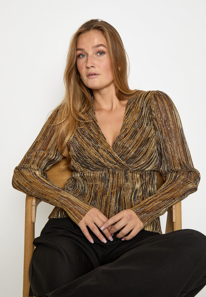 Peppercorn PCRenee Wrap Blouse Blouse 9940MET Gold Metallic