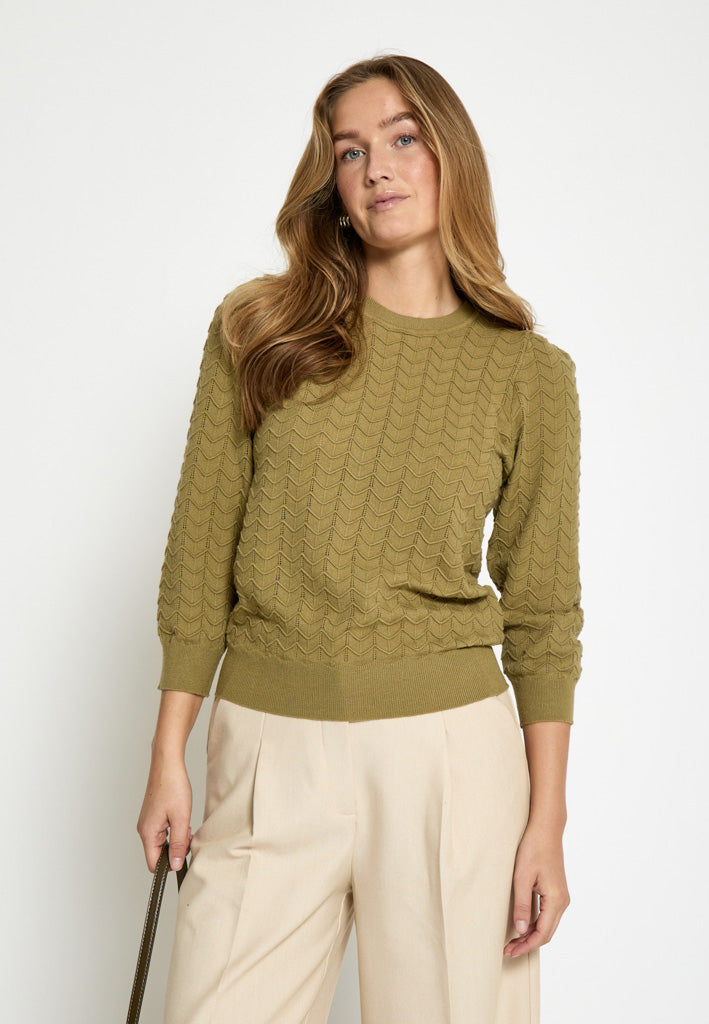 Peppercorn PCRosy 3/4 Sleeve Pullover Pullover 0148 Gray Green