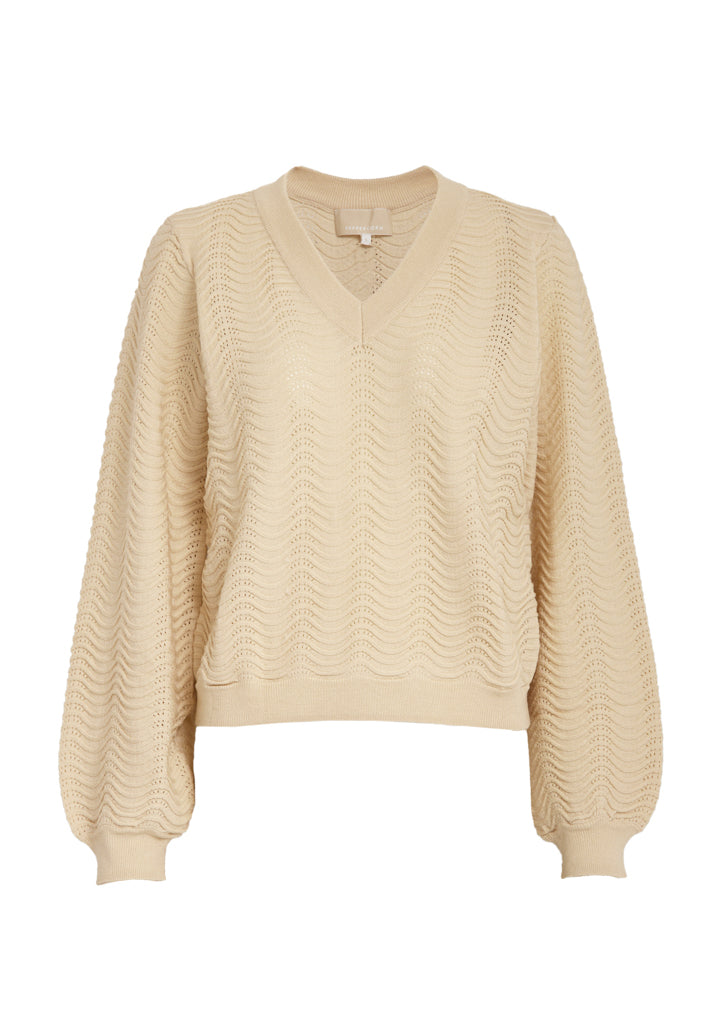 Peppercorn PCRuthia V-Neck Long Sleeve Pullover Pullover 0265 Sandshell