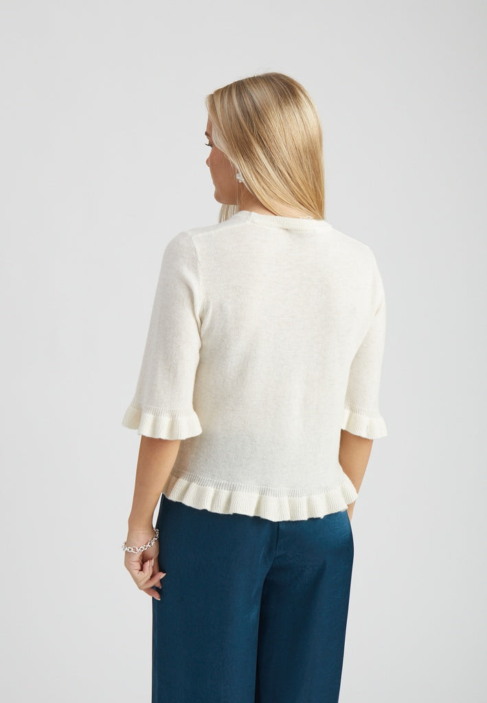 Peppercorn PCSaga Knit Tee T-Shirt 0002 White Peony