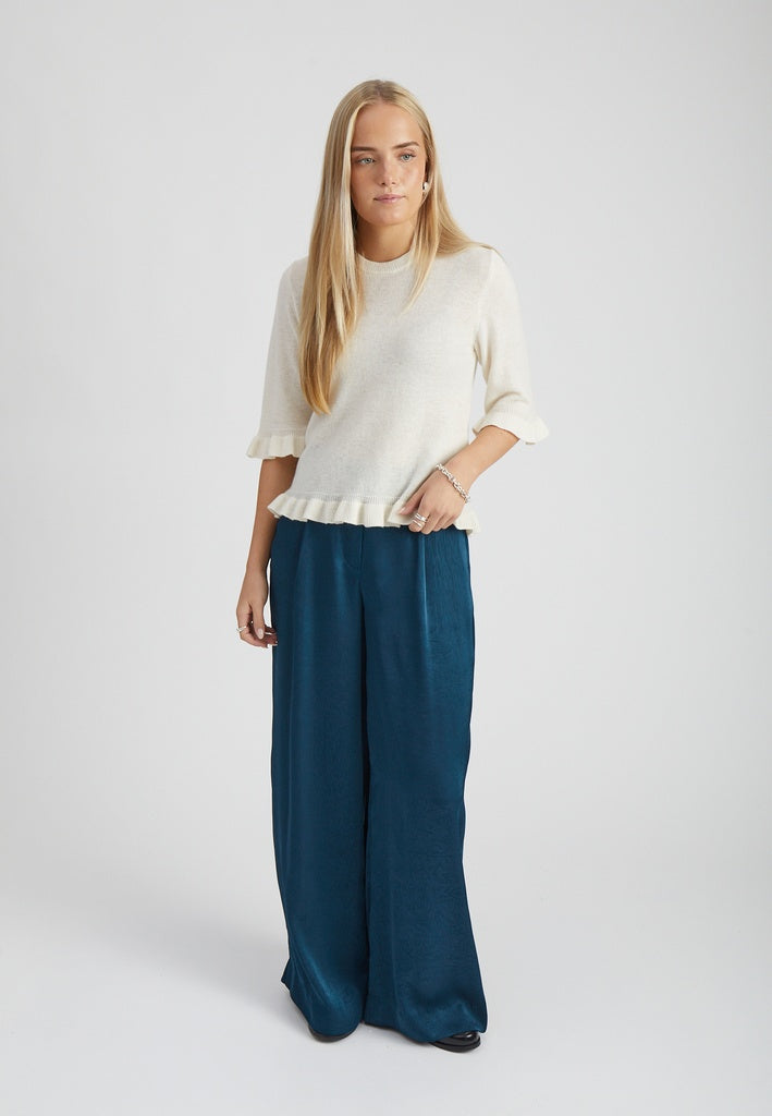 Peppercorn PCSaga Knit Tee T-Shirt 0002 White Peony