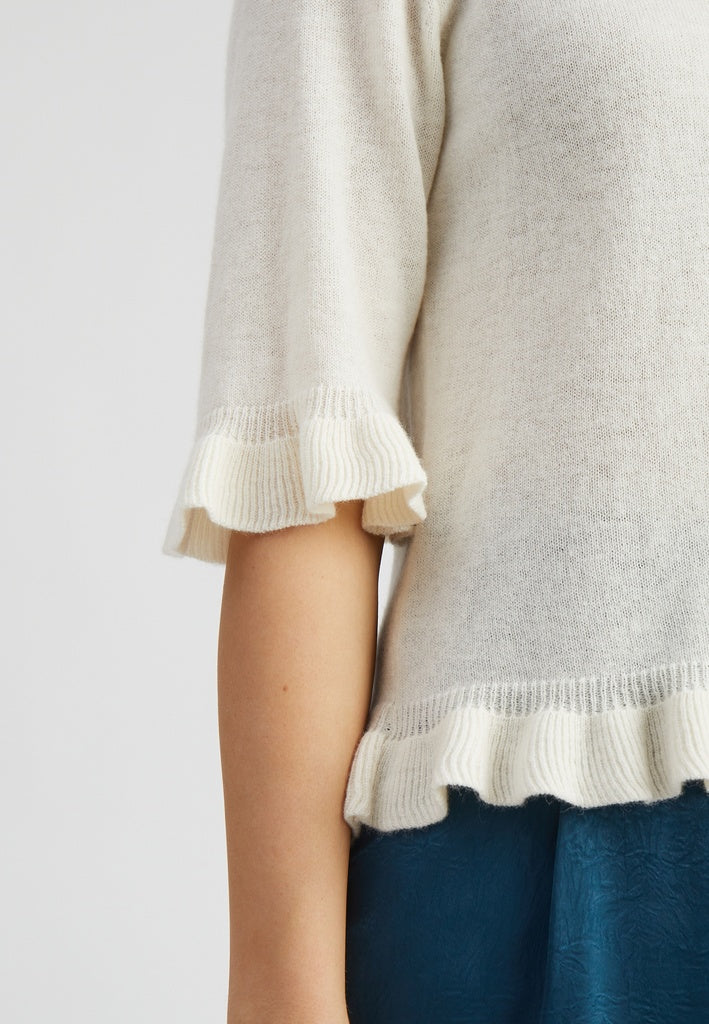 Peppercorn PCSaga Knit Tee T-Shirt 0002 White Peony
