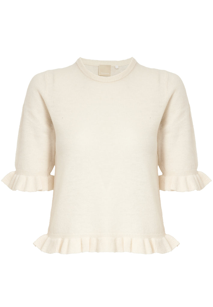 Peppercorn PCSaga Knit Tee T-Shirt 0002 White Peony
