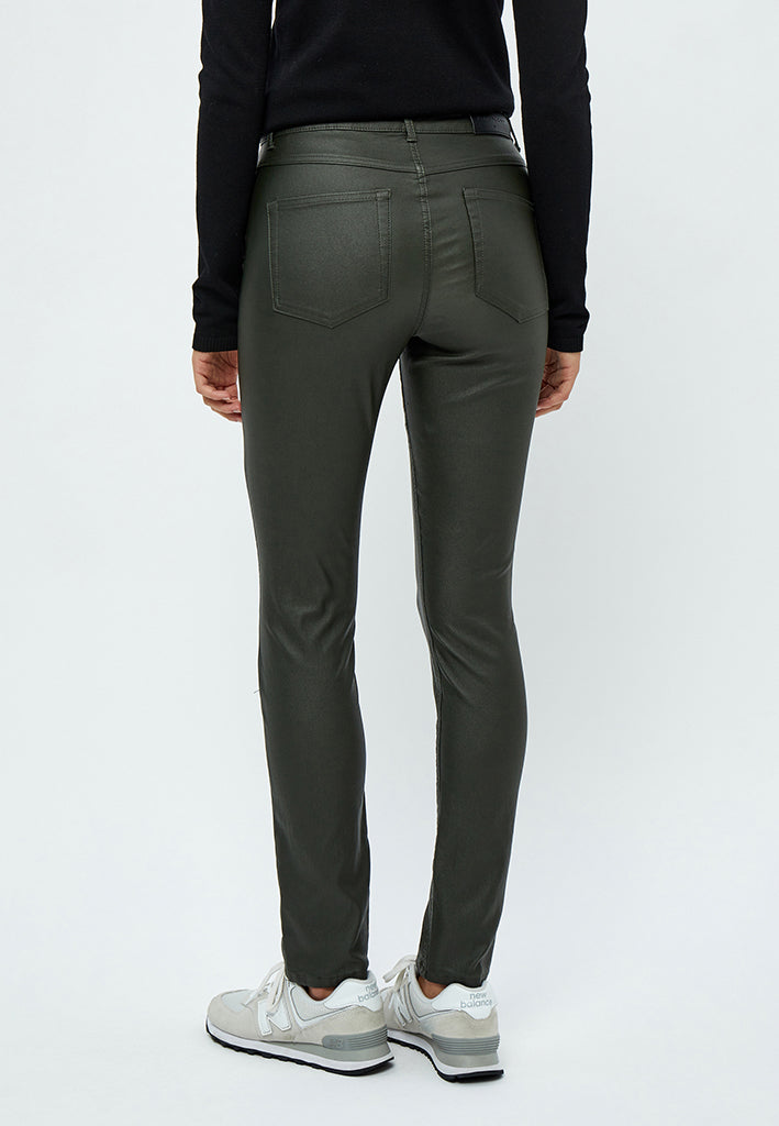 Peppercorn PCSibbir Mid Waisted Slim Coated Pant Pant 3655 Beluga Green