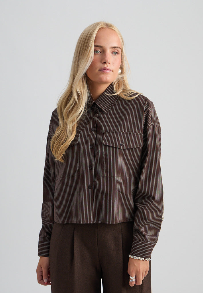 Peppercorn PCSolveig Shirt Shirt 3960S Java Brown Stripe