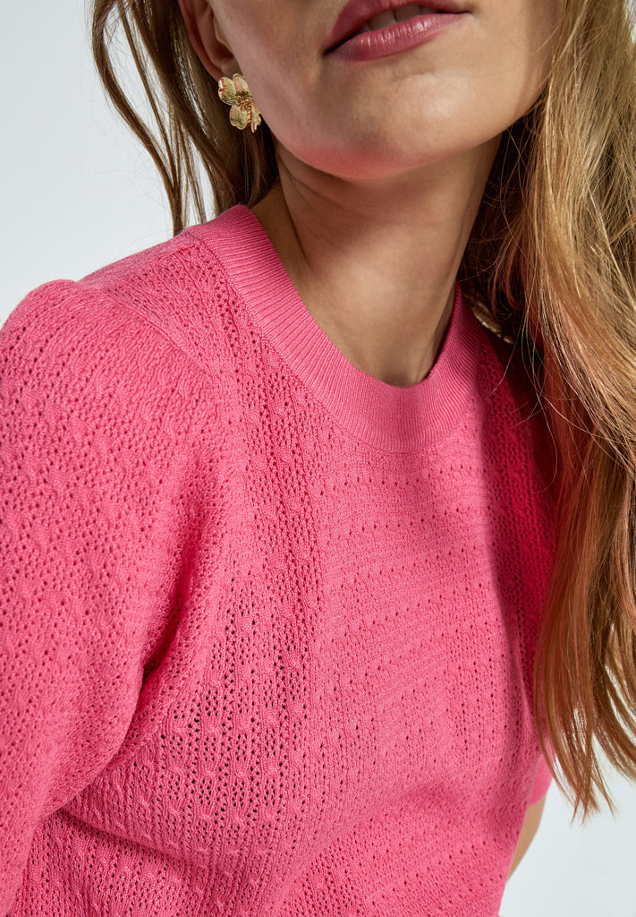 Peppercorn PCTala Puff Knit Pullover Pullover 7014 Camellia Rose Pink