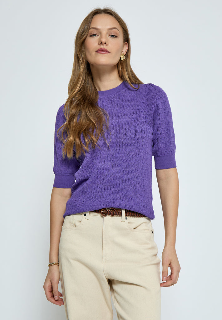 Peppercorn PCTala Puff Knit Pullover Pullover 7016 Purple Corallites