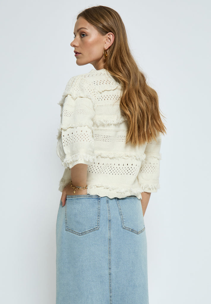 Peppercorn PCTamanna Balloon Knit Top Pullover 0011 Gardenia