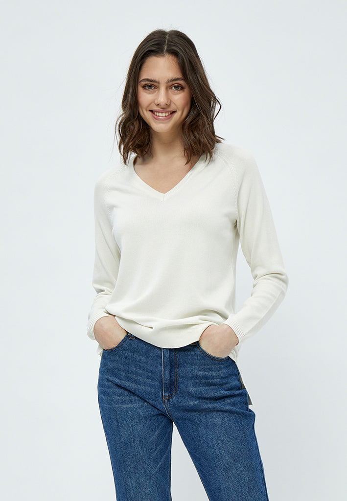 Peppercorn PCTana V Knit Pullover Pullover 235 Cloud Dancer