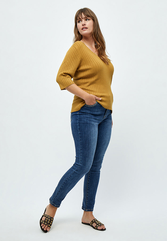 Peppercorn PCTana V Rib Pullover Curve Pullover 5017 Almond Brown