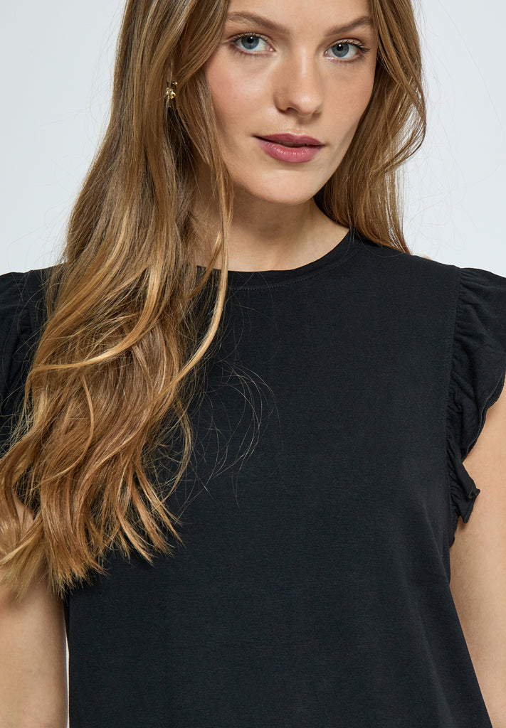 Peppercorn PCTemperence Ruffle Jersey Blouse T-Shirt 9000 Black