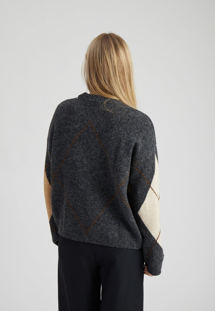 Peppercorn PCTirna RWS Jacquard Pullover Pullover 127 Dark Grey Mel. Check