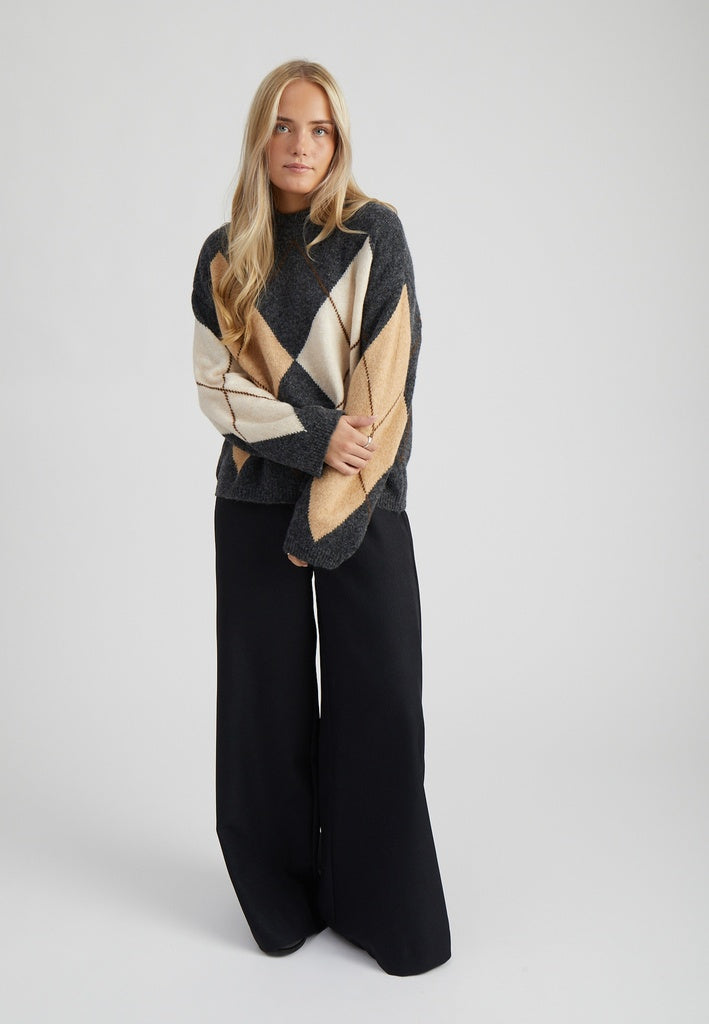 Peppercorn PCTirna RWS Jacquard Pullover Pullover 127 Dark Grey Mel. Check