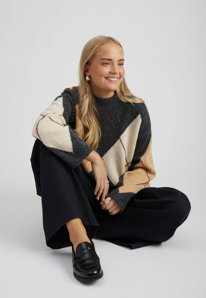 Peppercorn PCTirna RWS Jacquard Pullover Pullover 127 Dark Grey Mel. Check