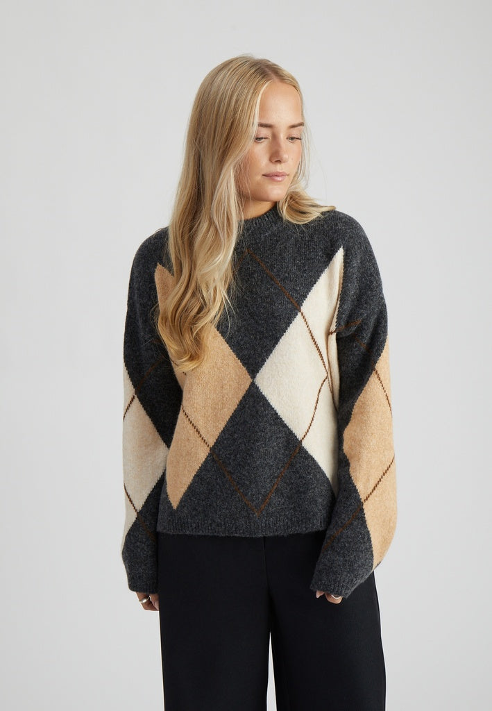 Peppercorn PCTirna RWS Jacquard Pullover Pullover 127 Dark Grey Mel. Check