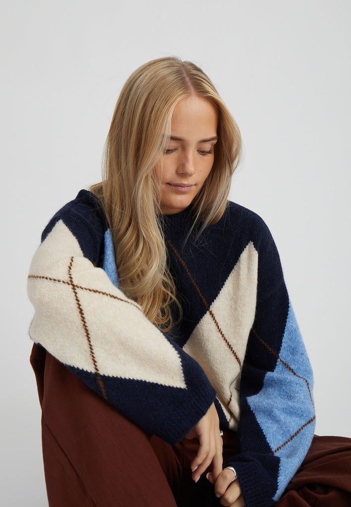 Peppercorn PCTirna RWS Jacquard Pullover Pullover 2994C Sky Captain Checked