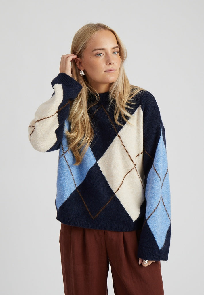 Peppercorn PCTirna RWS Jacquard Pullover Pullover 2994C Sky Captain Checked