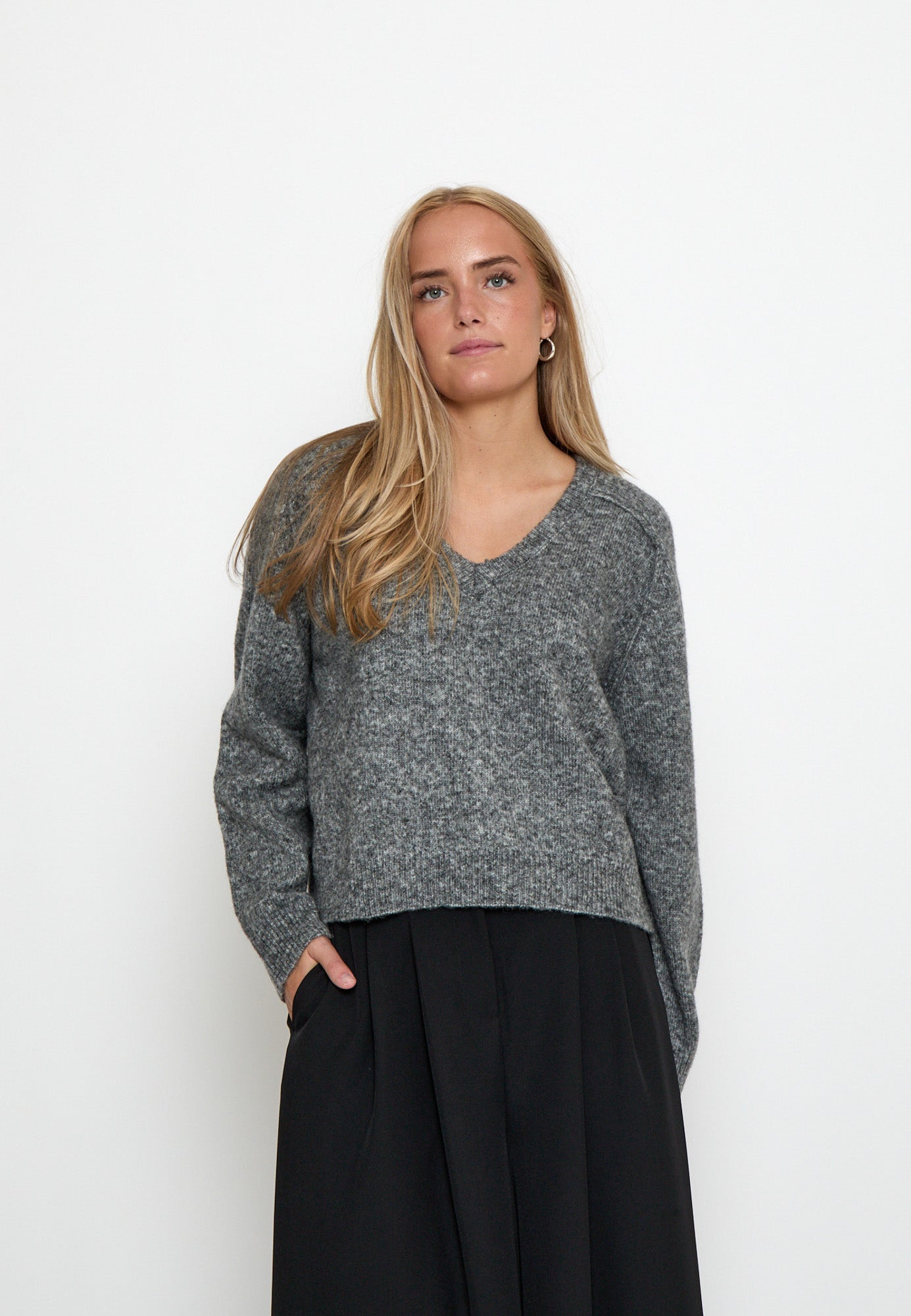 Peppercorn PCTirna RWS V-neck Pullover Pullover 113M Grey Melange