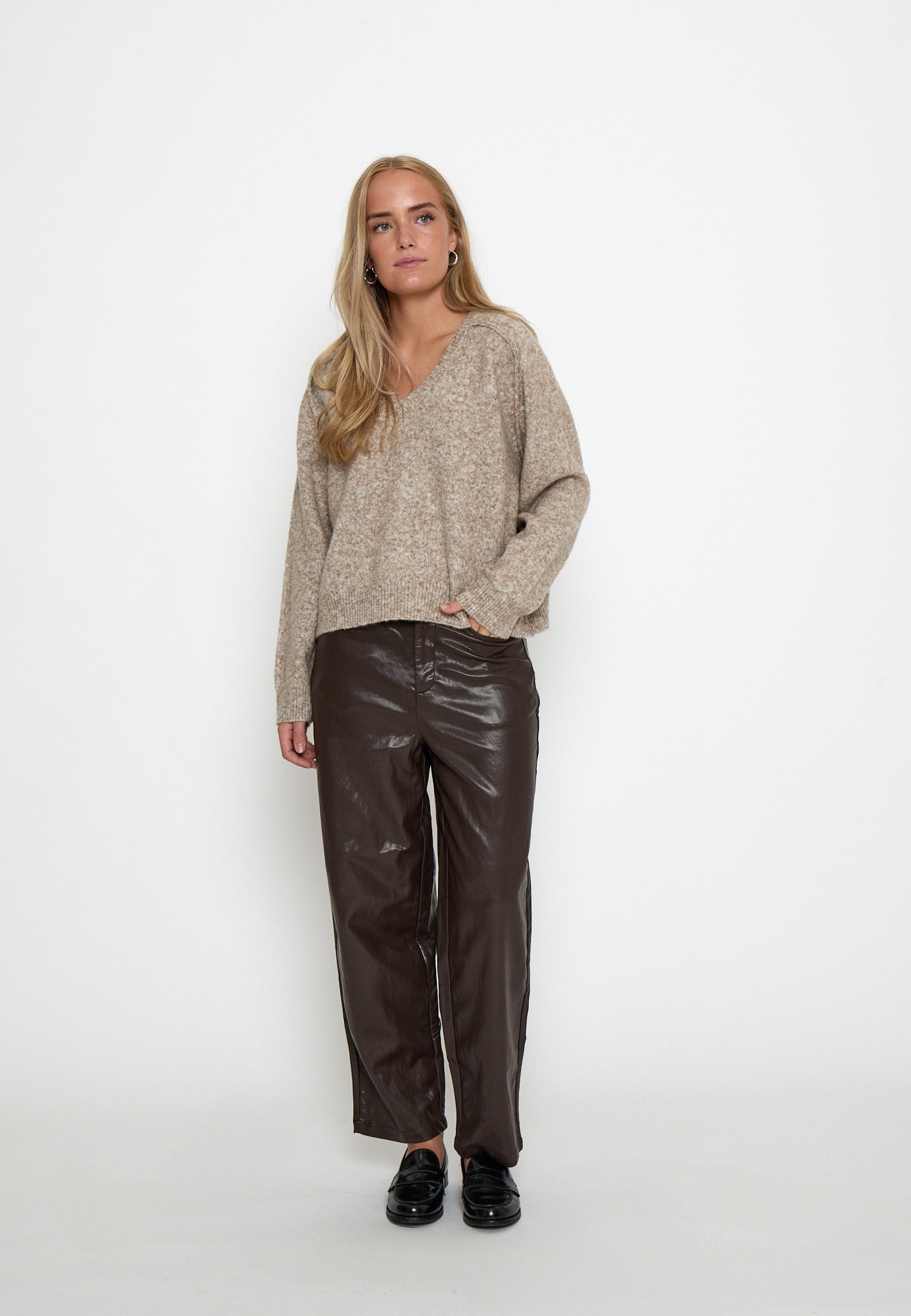 Peppercorn PCTirna RWS V-neck Pullover Pullover 5050M Toffee melange