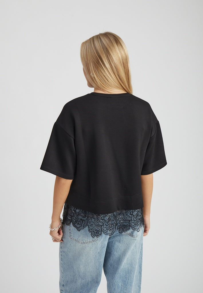 Peppercorn PCTora GRS Lace Sweat Sweatshirt 9000 Black
