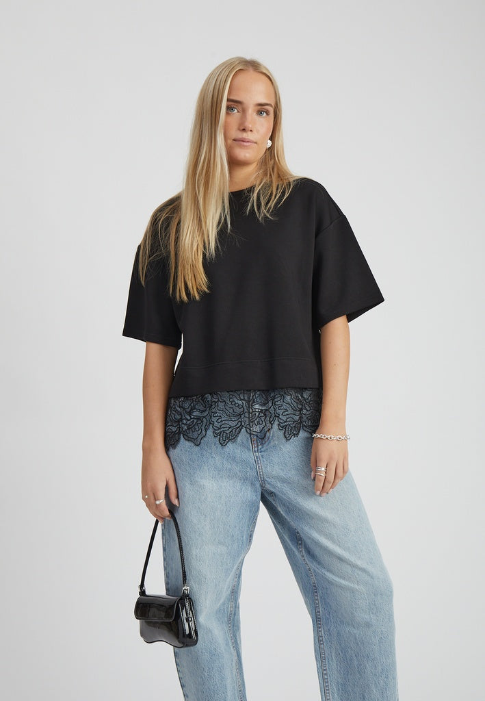 Peppercorn PCTora GRS Lace Sweat Sweatshirt 9000 Black