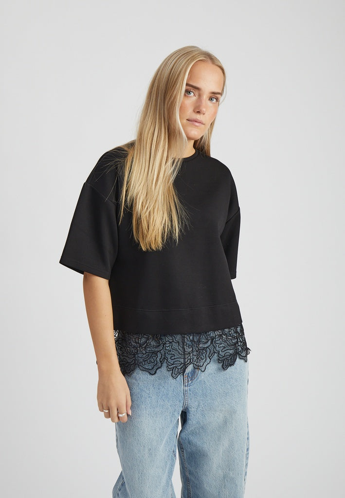 Peppercorn PCTora GRS Lace Sweat Sweatshirt 9000 Black