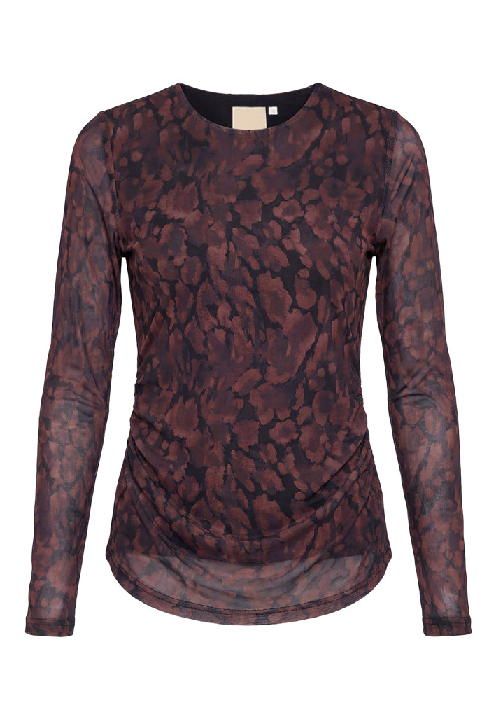 Peppercorn PCTori Mesh Top Top 4980P Decadent Chocolate Print