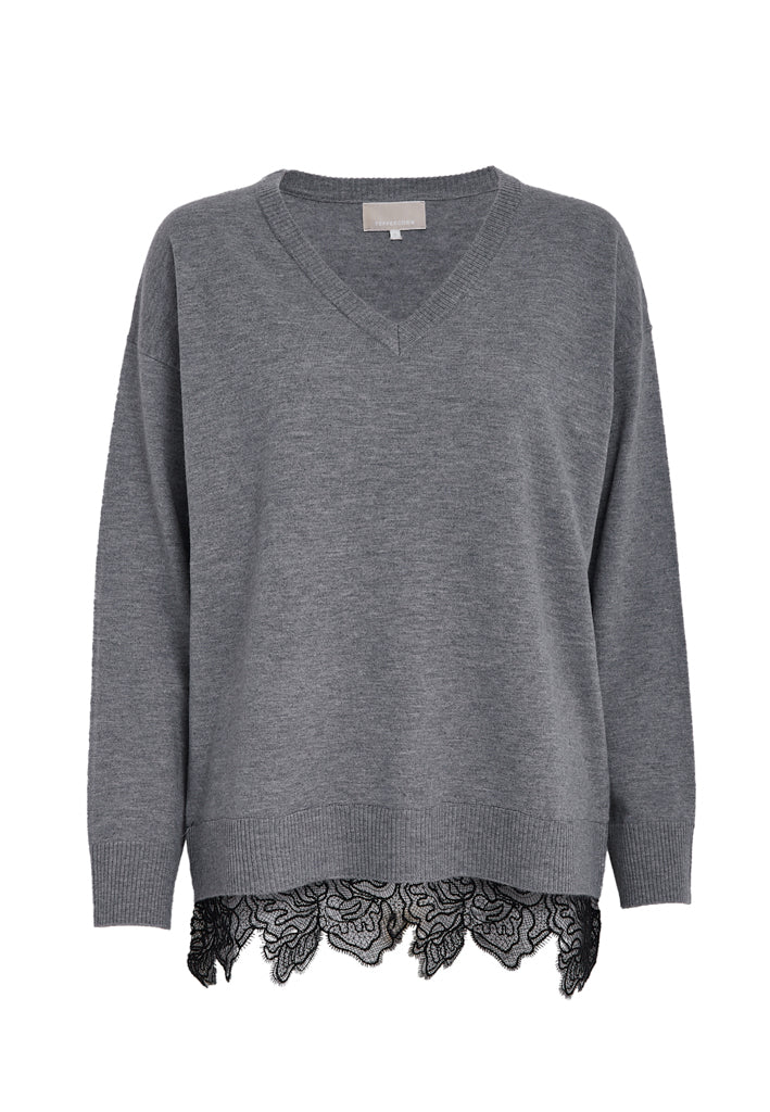 Peppercorn PCTracie GRS Lace Pullover Pullover 113M Grey Melange