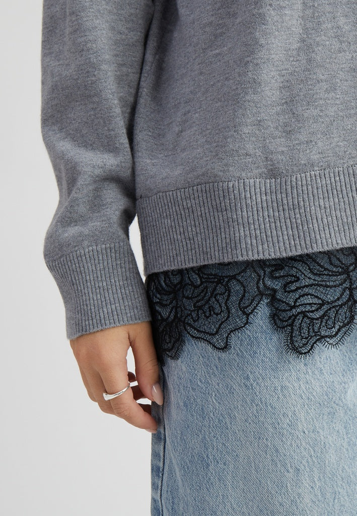 Peppercorn PCTracie GRS Lace Pullover Pullover 113M Grey Melange