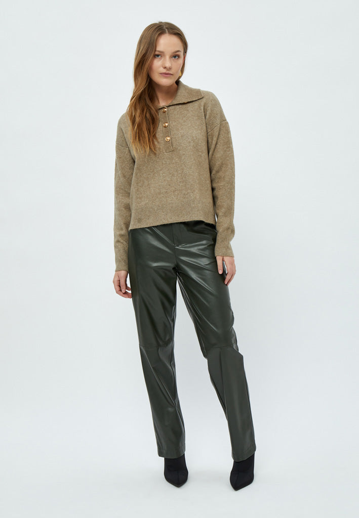 Peppercorn Penny Polo Knit Pullover Pullover 1458 Brindle Taupe