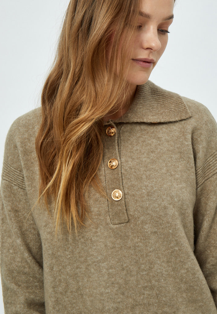 Peppercorn Penny Polo Knit Pullover Pullover 1458 Brindle Taupe