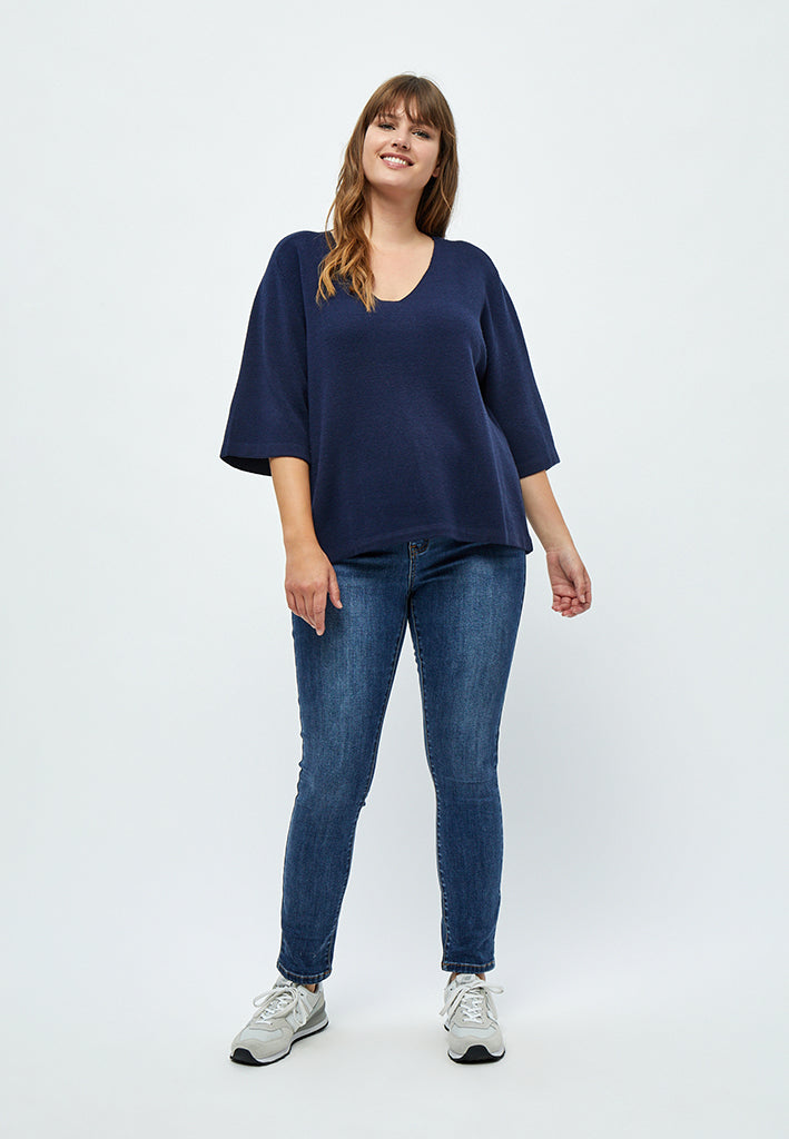 Peppercorn Rosalia Knit Pullover Curve Pullover 542 Black Iris Solid