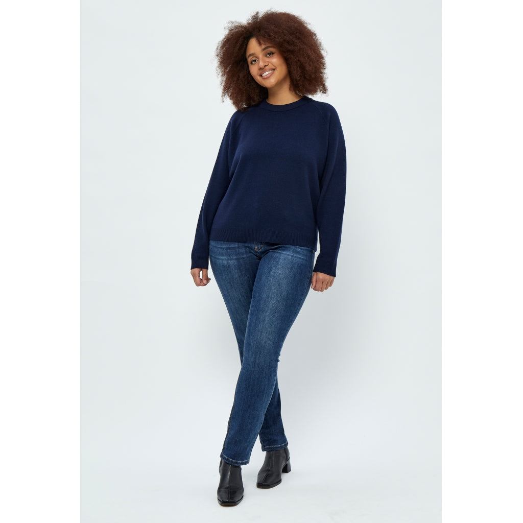 Peppercorn Rosalia Mock Neck Knit Pullover Curve Pullover 542 Black Iris Solid