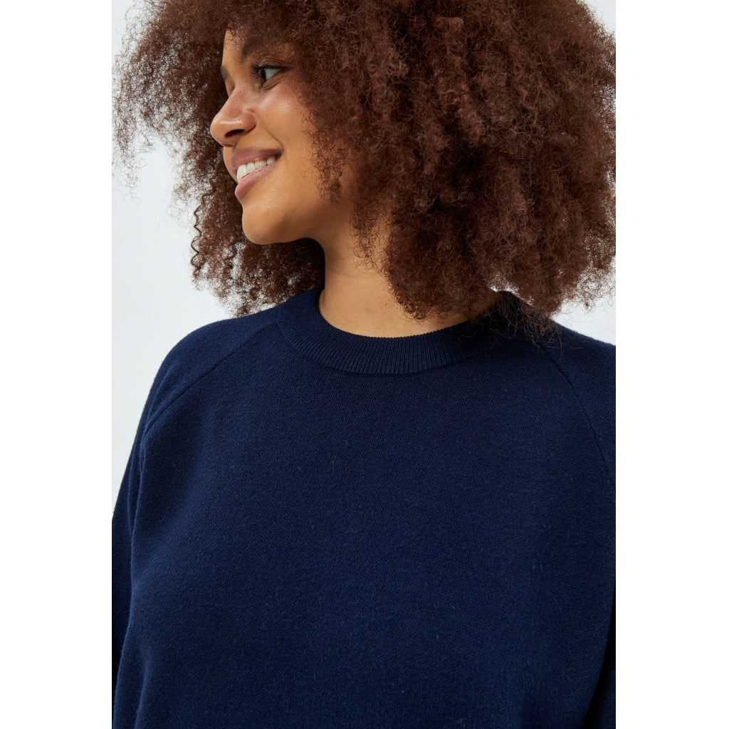 Peppercorn Rosalia Mock Neck Knit Pullover Curve Pullover 542 Black Iris Solid