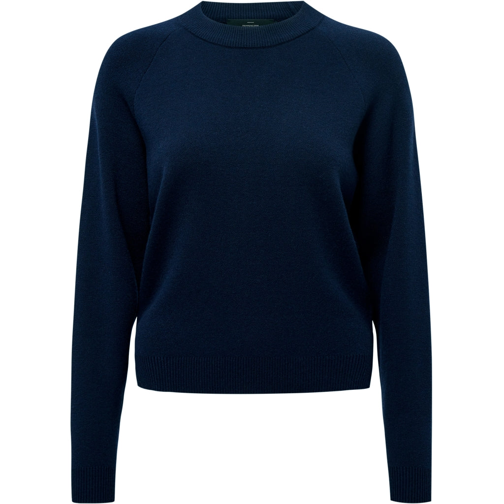 Peppercorn Rosalia Mock Neck Knit Pullover Curve Pullover 542 Black Iris Solid