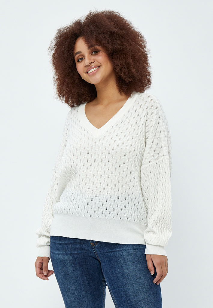 Peppercorn Rosalia Pearlknit Pullover Curve Pullover 0001 White