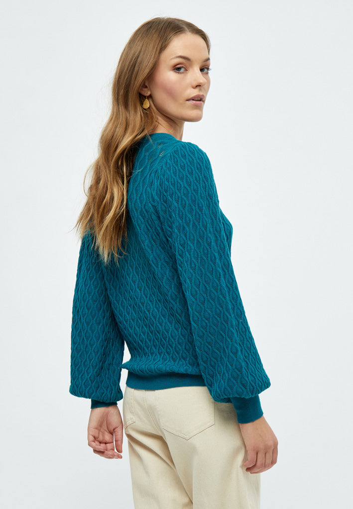 Peppercorn Rosalia Puff Sleeve Knit Pullover Pullover 2114 Ocean Depths