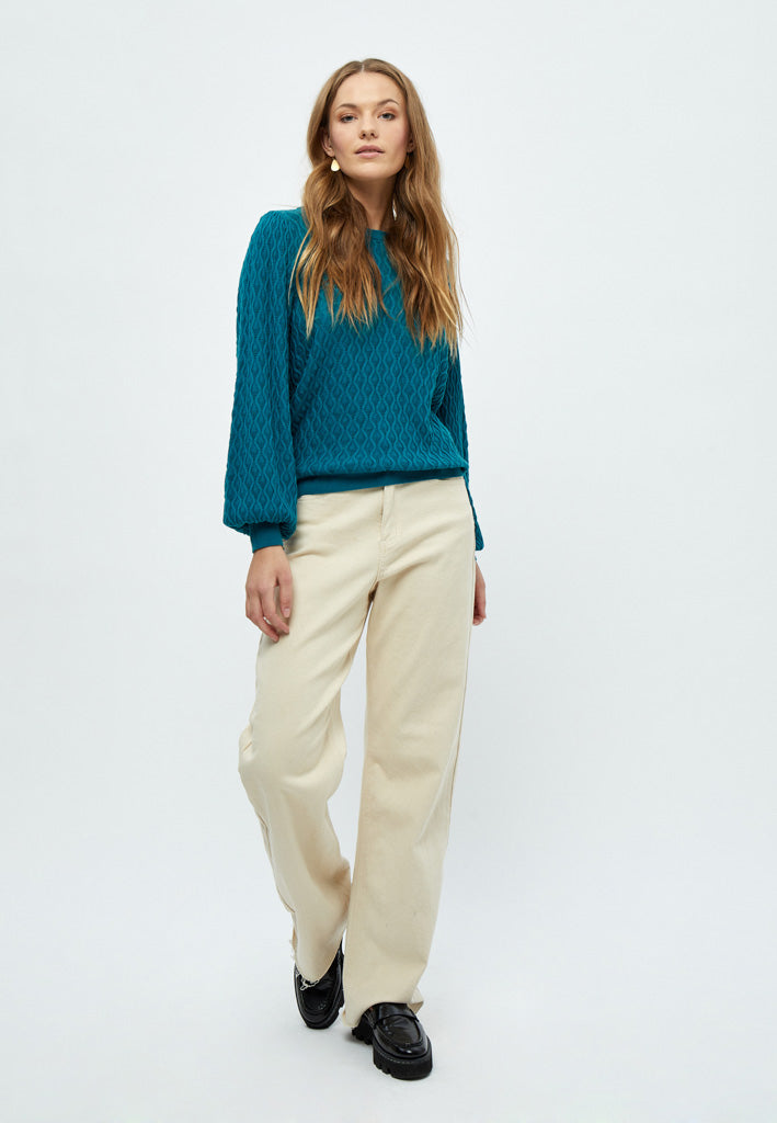 Peppercorn Rosalia Puff Sleeve Knit Pullover Pullover 2114 Ocean Depths