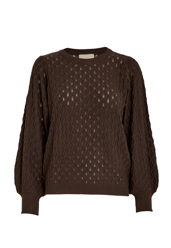 Peppercorn Rosalia Puff Sleeve Knit Pullover Pullover 3960 Java Brown