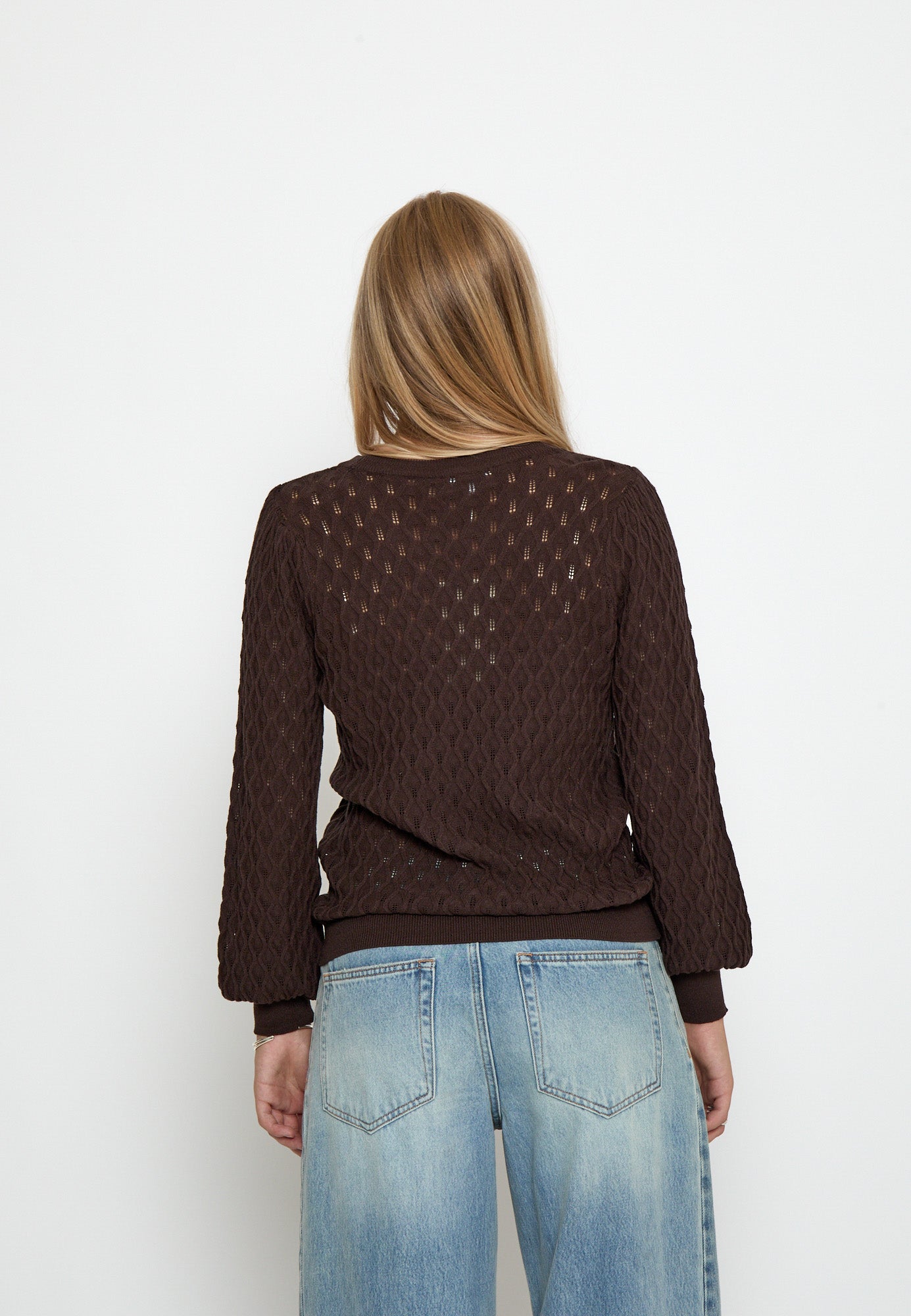 Peppercorn Rosalia Puff Sleeve Knit Pullover Pullover 3960 Java Brown