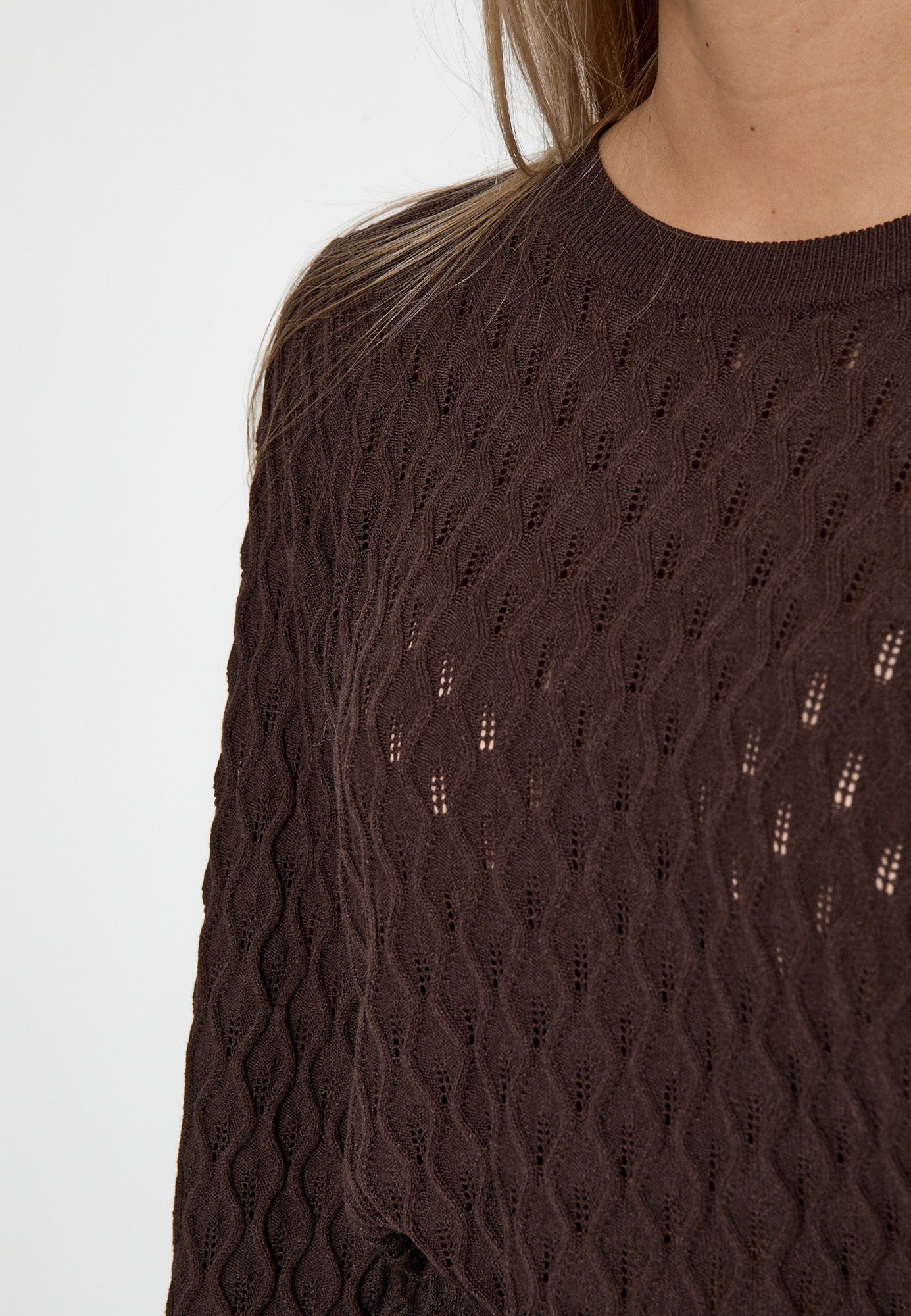 Peppercorn Rosalia Puff Sleeve Knit Pullover Pullover 3960 Java Brown