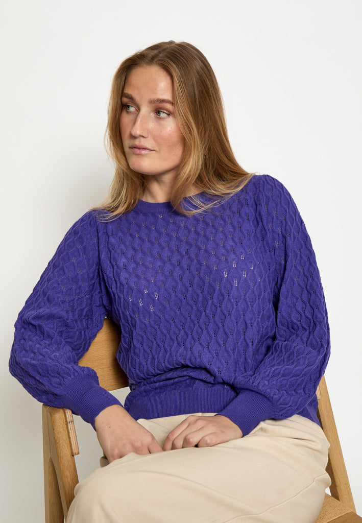 Peppercorn Rosalia Puff Sleeve Knit Pullover Pullover 7016 Purple Corallites