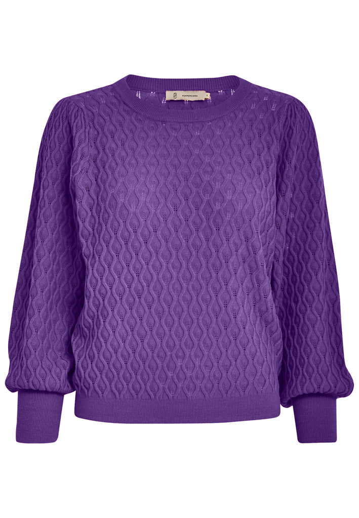 Peppercorn Rosalia Puff Sleeve Knit Pullover Pullover 7016 Purple Corallites