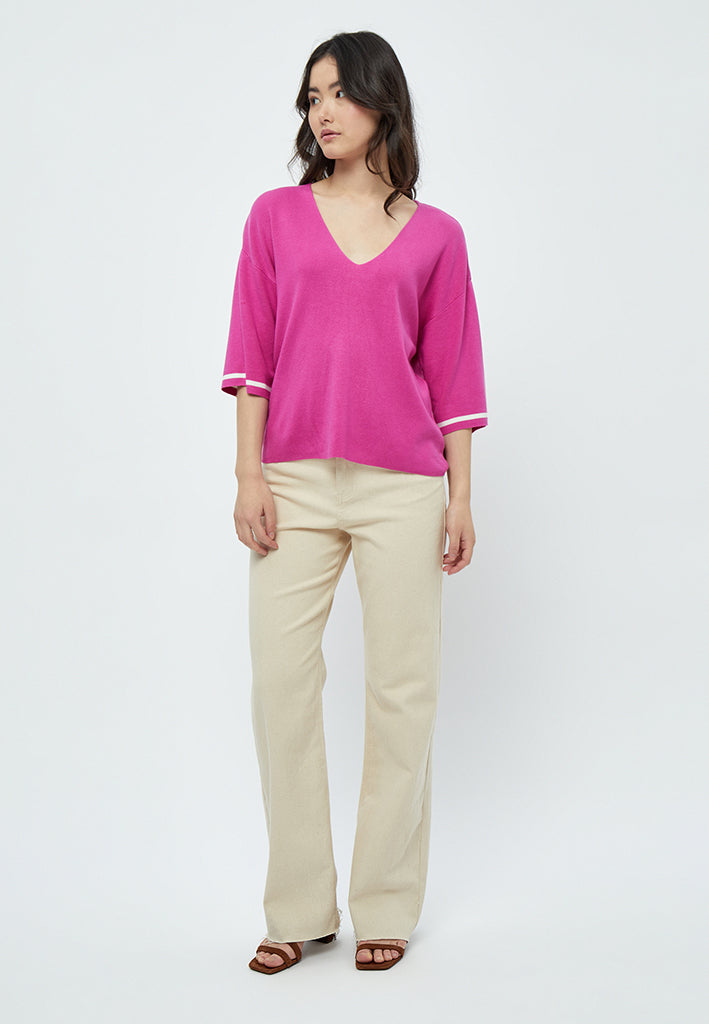 Peppercorn Tana Wide Sleeve Pullover Pullover 4122S Magenta Pink Stripe